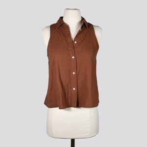 GAP Brown Sleeveless Button-Down Shirt